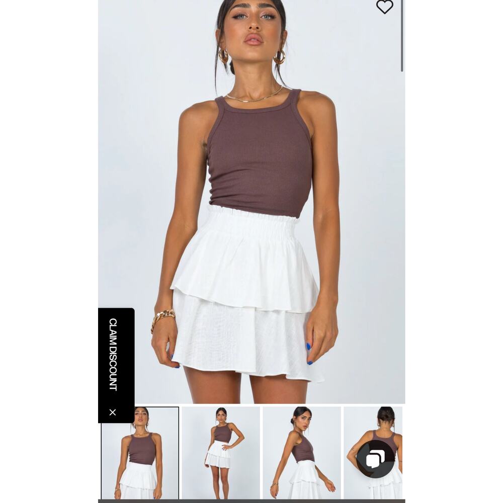 White princess Polly ruffle mini skirt